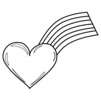 Outline coloring Heart with rainbow vector