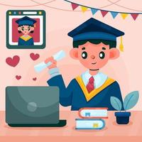 Online Graduation Ceremony Concept vector