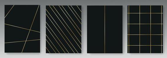 Set collection of black backgrounds with golden lines vector