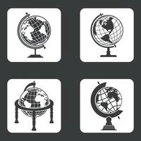 Earth globe icons set vector