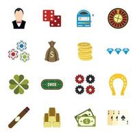 iconos planos de casino vector