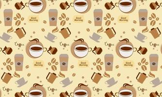 Hand drawn coffee seamless pattern with lettering vector
