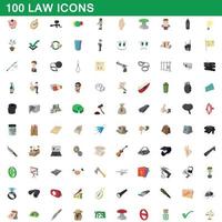 100 ley, conjunto de iconos de estilo de dibujos animados