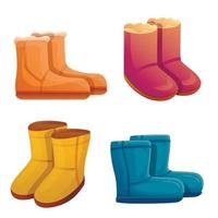 Ugg boots icons set, cartoon style vector