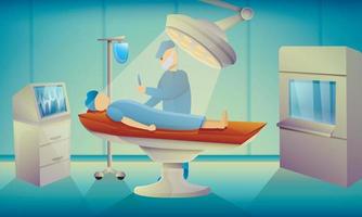 banner de concepto de quirófano de cirujanos, estilo de dibujos animados vector