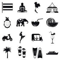 Thailand icons set, simple style vector