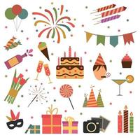 iconos de fiesta de cumpleaños vector