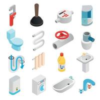 Sanitary engineering isometric 3d icons vector