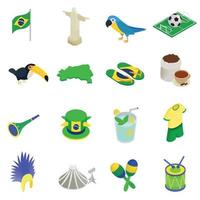 Brazil isometric 3d icons vector