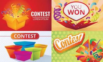 Contest banner set, cartoon style vector