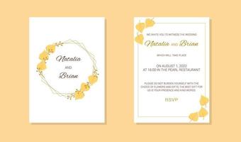 autumn wedding invitation yellow leaves and branch