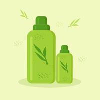 dos botellas de cosméticos un patrón de planta vector