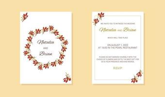 wedding invitation in autumn style berry frame