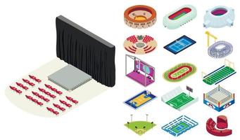 Arena icons set, isometric style vector