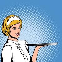 Waitress comics woman vector