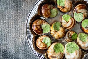 snails food ready to eat fresh healthy meal food snack diet on the table copy space food background photo