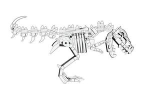 T rex toy robot coloring page. Dinosaur design vector