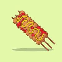 Grilled meatballs with sauce. Flat design. Illustration vector