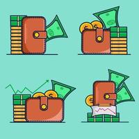 wallet for money, dollar and coin for business icon isolated vector