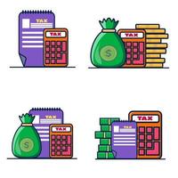 Money bag with calculator, icon for tax isolated vector