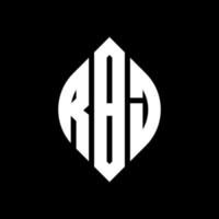 RBJ circle letter logo design with circle and ellipse shape. RBJ ellipse letters with typographic style. The three initials form a circle logo. RBJ Circle Emblem Abstract Monogram Letter Mark Vector. vector