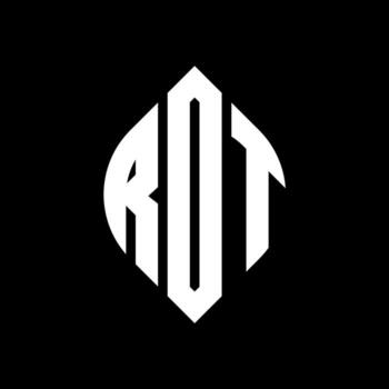 RDT circle letter logo design with circle and ellipse shape. RDT ellipse letters with typographic style. The three initials form a circle logo. RDT Circle Emblem Abstract Monogram Letter Mark Vector. vector