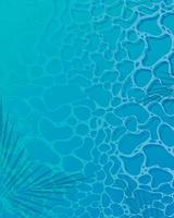 Abstract water waves in pool top view background and palm leaves shadow frame vector