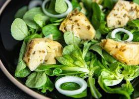 Ensalada de alcachofas hojas verdes mezclar comida fresca y saludable comida merienda dieta en la mesa espacio de copia comida fondo rústico foto