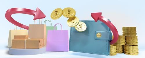 3D Render illustration wallet for cashback  discount for product marketing online shopping next step for technology include cliiping path photo
