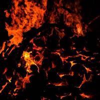 Fire flames on black background, Blaze fire flame texture background, Beautifully, the fire is burning, Fire flames with wood and cow dung bonfire photo