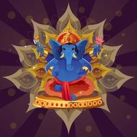 Beautiful God Ganesh Chaturthi India  With Ornaments Concept vector