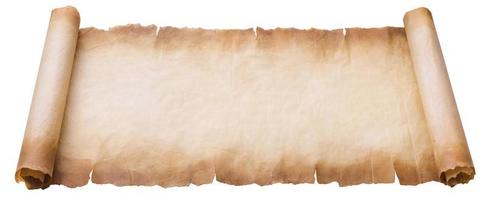 old parchment paper scroll sheet vintage aged or texture isolated on white background photo