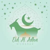 Eid al Adha Mubarak. Muslim holiday vector illustration. Islamic greetings card design. Premium Vector.