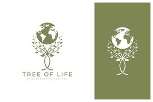 tree and earth. tree of life logo design vector