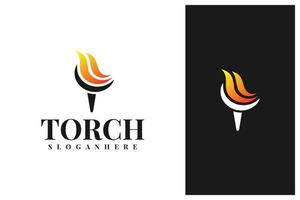 simple minimal torch logo design vector