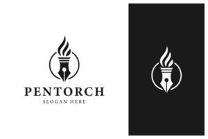 pen and torch logo design vector