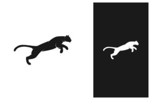 jumping puma, tiger, jaguar, lion logo design silhouette vector illustration