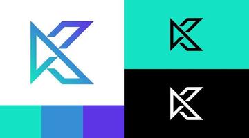 K Monogram Outline Logo Design Concept vector