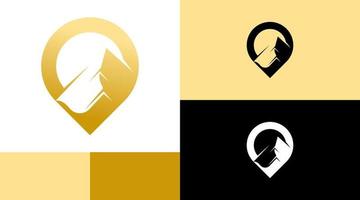 Moutain Pin Location Finder Logo Design Concept vector