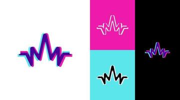 Glitch Crown Pulse Wave Logo Design Concept vector