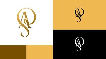 Golden AS Monogram Fashion Beauty Logo Design Concept vector