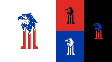 Partiotic American Flag Bald Eagle Head Logo Design Concept vector