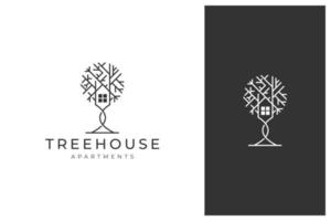 casa del árbol apartamentos bienes raíces diseño de logotipo vector