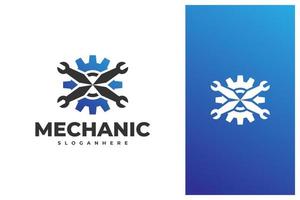 modern gear and spanner logo design vector in gradient color