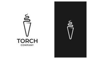 simple minimal monoline torch logo design vector