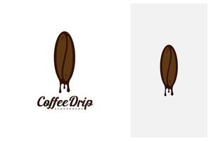 drippy coffee bean logo design vector