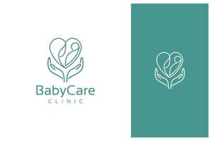 mother and baby logo design vector in outline style