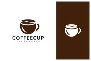 coffee bean and coffee cup logo design vector