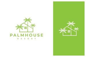diseño de logotipo creativo de la casa de palmeras vector