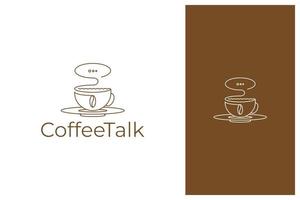 Coffee talk logo design vector. Coffee Cup and Chat Speech Bubble Icon vector